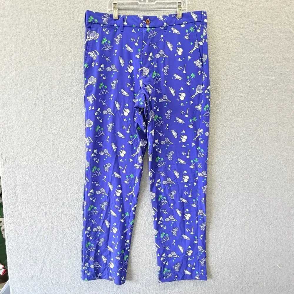 Polo Golf Ralph Lauren Pants Mens 32x31 Blue Novelty Print Tailored Fit Sports